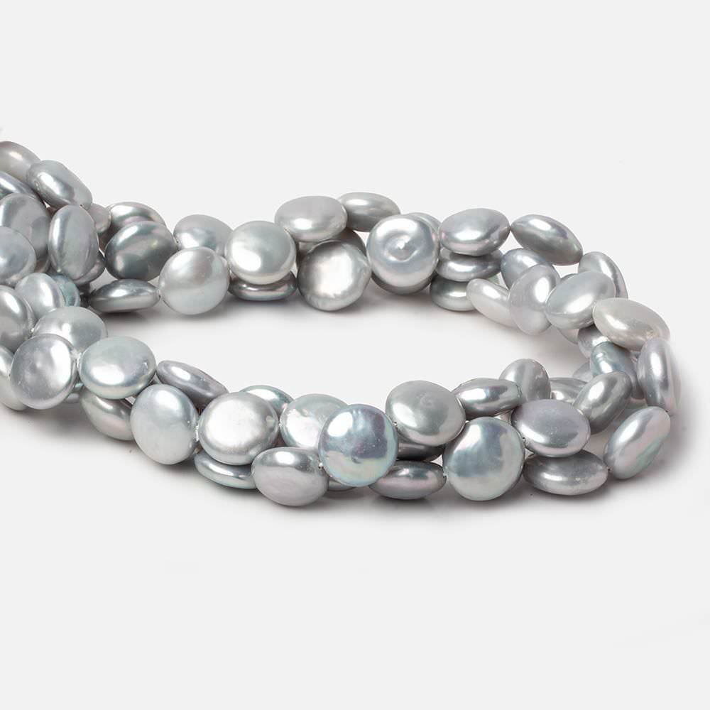 13mm Silver Coin Freshwater Pearls 16 inch 30 pieces A