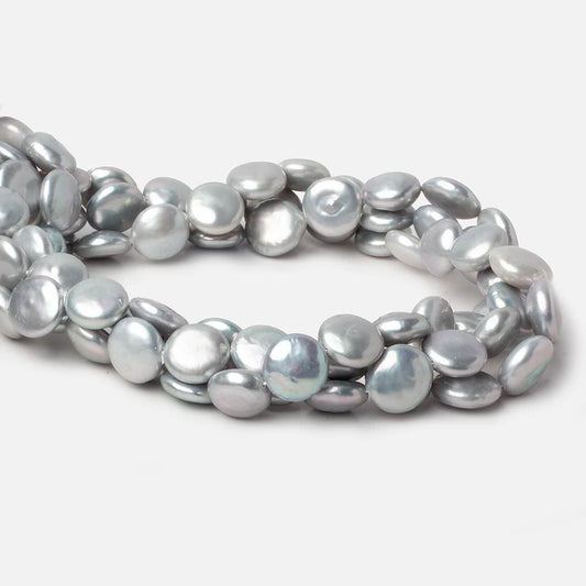 13mm Silver Coin Freshwater Pearls 16 inch 30 pieces A