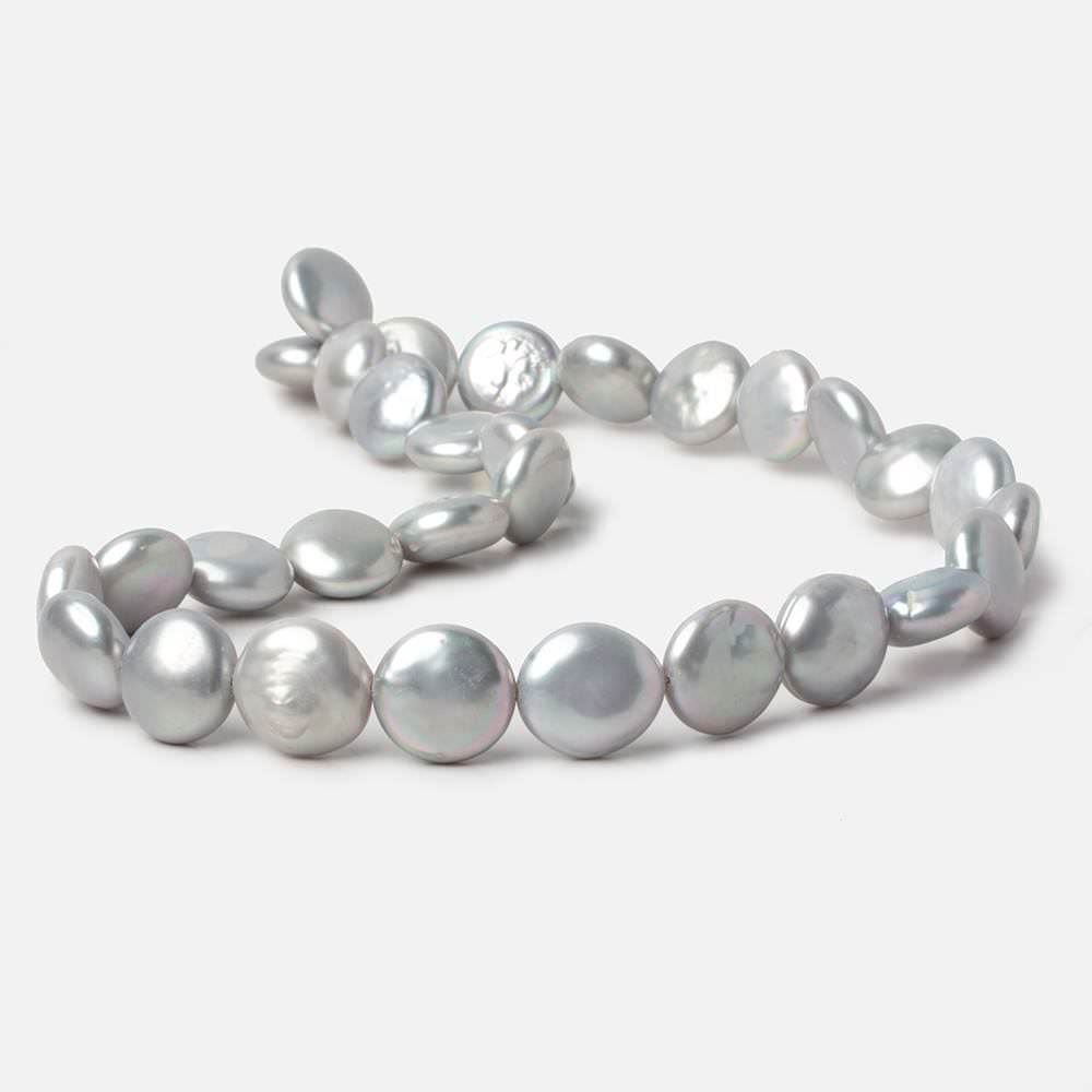 13mm Silver Coin Freshwater Pearls 16 inch 30 pieces A