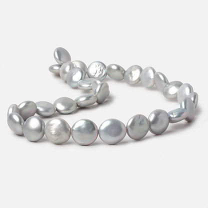13mm Silver Coin Freshwater Pearls 16 inch 30 pieces A