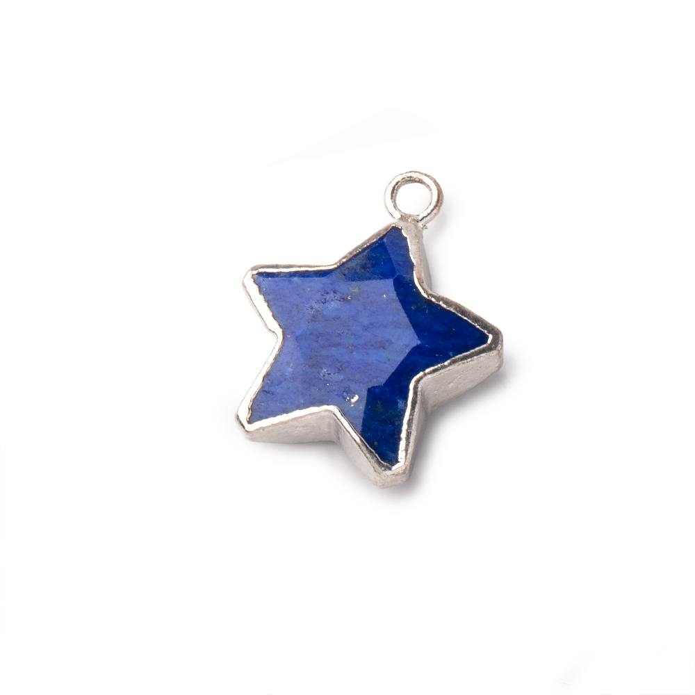 13mm Silver Leafed Lapis Lazuli Faceted Star Focal Pendant 1 piece