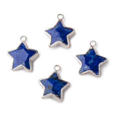 13mm Silver Leafed Lapis Lazuli Faceted Star Focal Pendant 1 piece