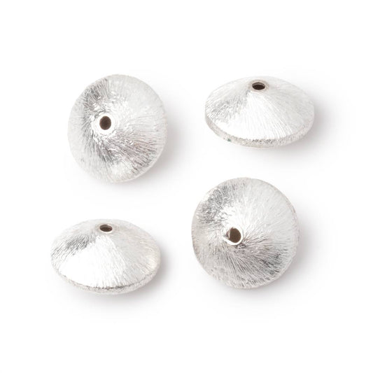 13mm Silver Plated Copper Brushed Disc Beads Set of 4 pieces