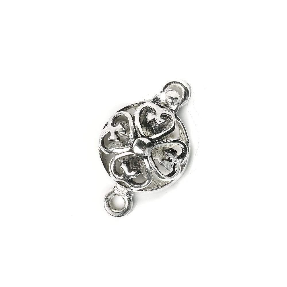 13mm Sterling Silver Box Clasp Heart Clover Coin Design 1 piece