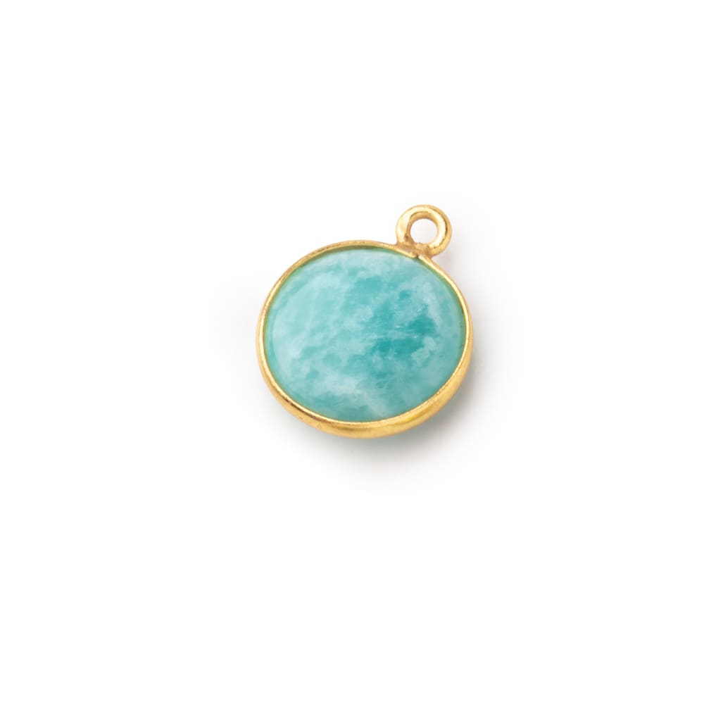 15mm Vermeil Bezel Amazonite Plain Coin Pendant 1 Focal Bead