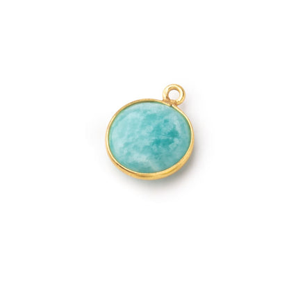 15mm Vermeil Bezel Amazonite Plain Coin Pendant 1 Focal Bead