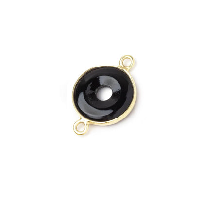 13mm Vermeil Bezel Black Onyx Coin with Void Connector 1 piece