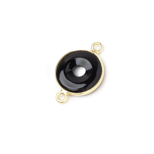 13mm Vermeil Bezel Black Onyx Coin with Void Connector 1 piece