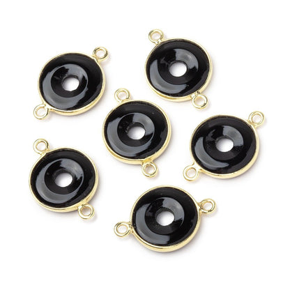 13mm Vermeil Bezel Black Onyx Coin with Void Connector 1 piece