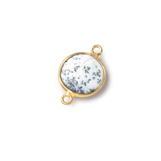 13mm Vermeil Bezel Dendritic Opal Faceted Coin Connector 1 piece