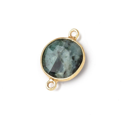 13mm Vermeil Bezel Emerald Faceted Coin Connector 1 piece