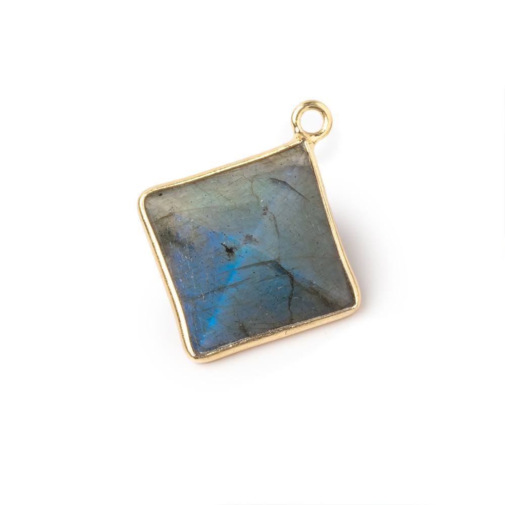 13mm Vermeil Bezel Labradorite Diamond Shape Pendant 1 piece