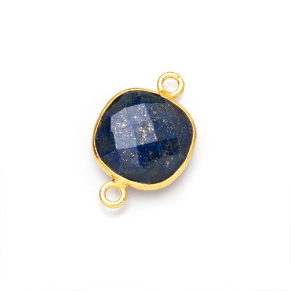 13mm Vermeil Bezel Lapis Lazuli Faceted Cushion Connector 1 piece