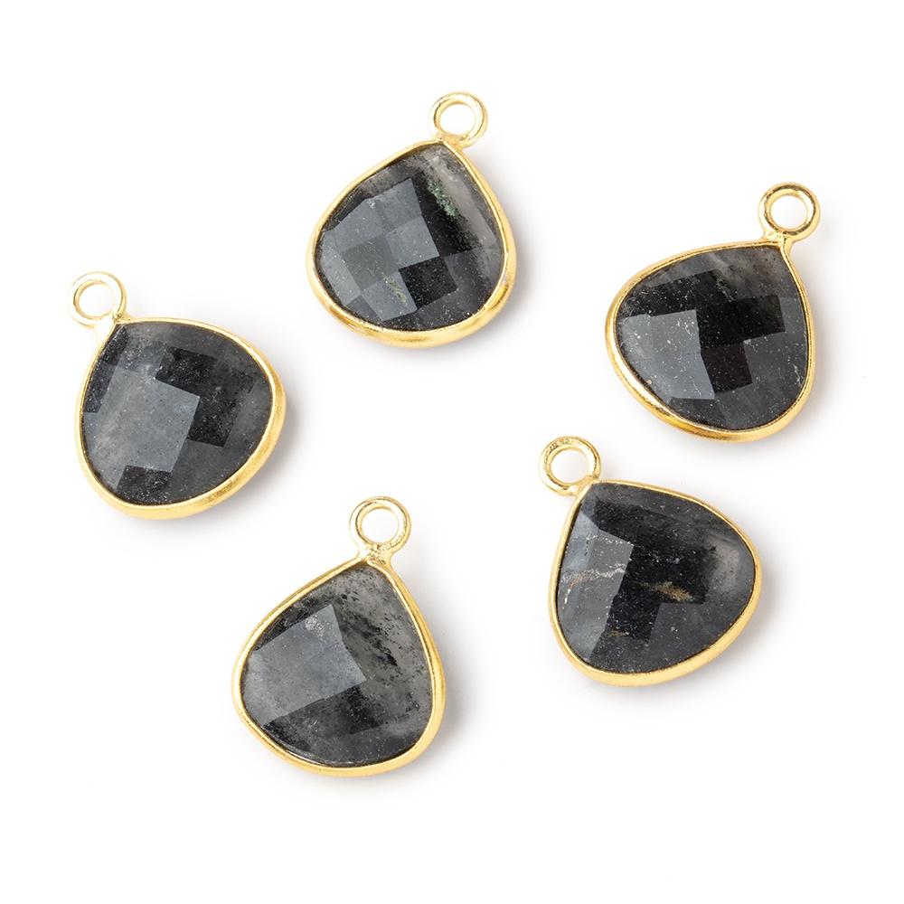 13mm Vermeil Bezel Moss Quartz Faceted Heart Pendant 1 Focal Piece