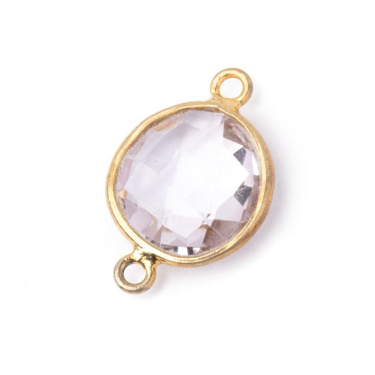 13mm Vermeil Bezel Pink Amethyst Faceted Coin Connector 1 piece