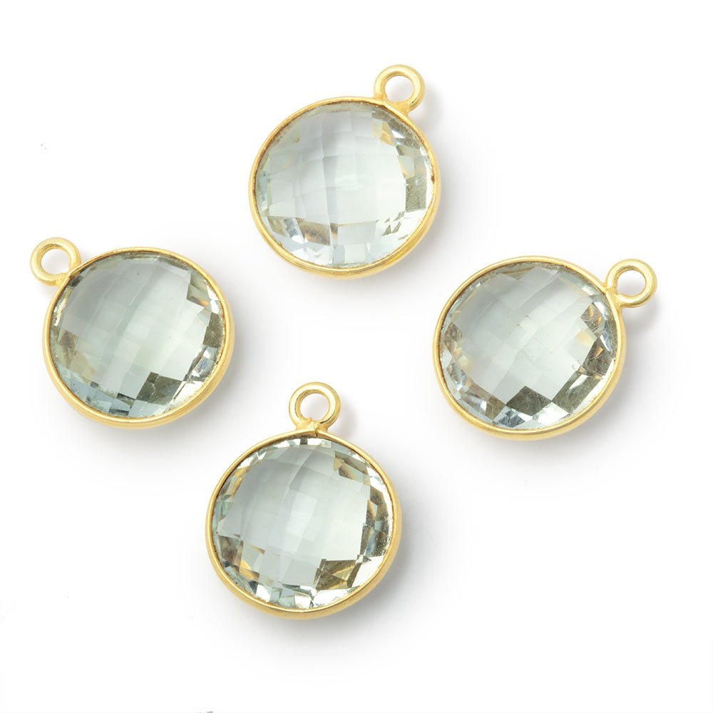 13mm Vermeil Bezel Prasiolite Faceted Coin Pendant 1 piece