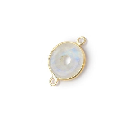 13mm Vermeil Bezel Rainbow Moonstone Coin with Void Connector 1 piece