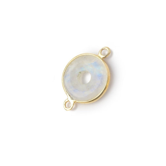 13mm Vermeil Bezel Rainbow Moonstone Coin with Void Connector 1 piece