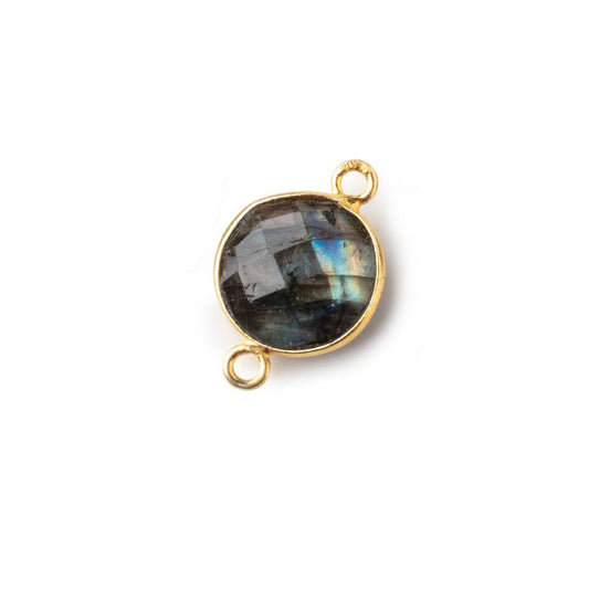 13mm Vermeil Bezeled Labradorite Faceted Coin Connector 1 piece