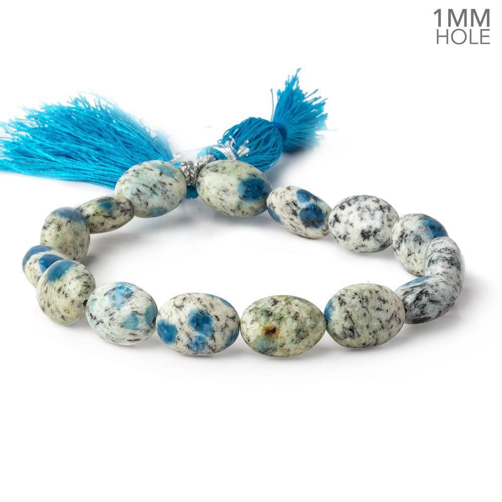 13x10-14x10mm K2 Azurite Granite "K2 Jasper" plain rondelles 8 inch 15 beads 1mm hole
