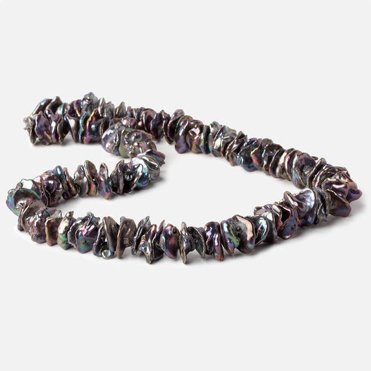 13x10-14x11mm Peacock Center Drilled Keshi Freshwater Pearls 17 inch 101 pcs