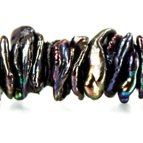 13x10-14x11mm Peacock Center Drilled Keshi Freshwater Pearls 17 inch 101 pcs