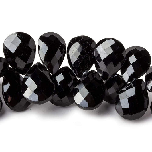13x10-15x11mm Black Spinel faceted pears 7 inch 41 beads