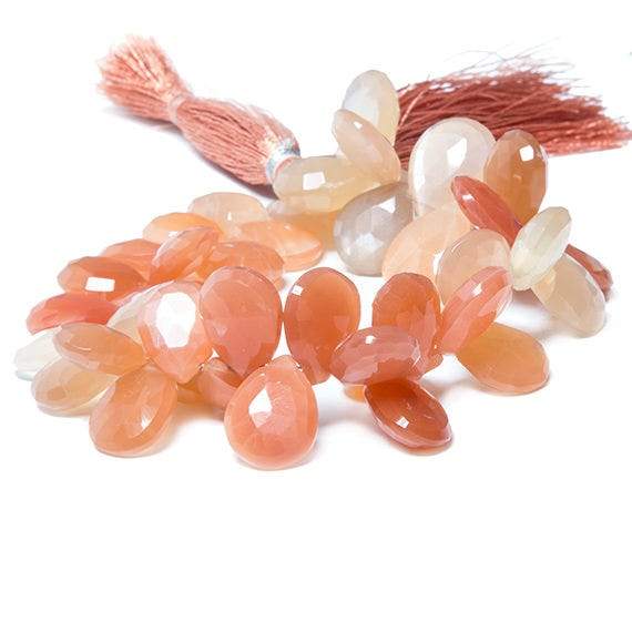 13x10-16x11mm Mango Orange Moonstone pear briolette 7.75 in. 46 Beads