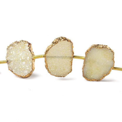 13x10-16x12mm Gold Leafed Warm White Drusy Slice Beads 6.5 inch 10 pieces