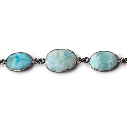 13x10-16x13mm Black Gold .925 Bezel Larimar Plain Nugget Chain by the foot