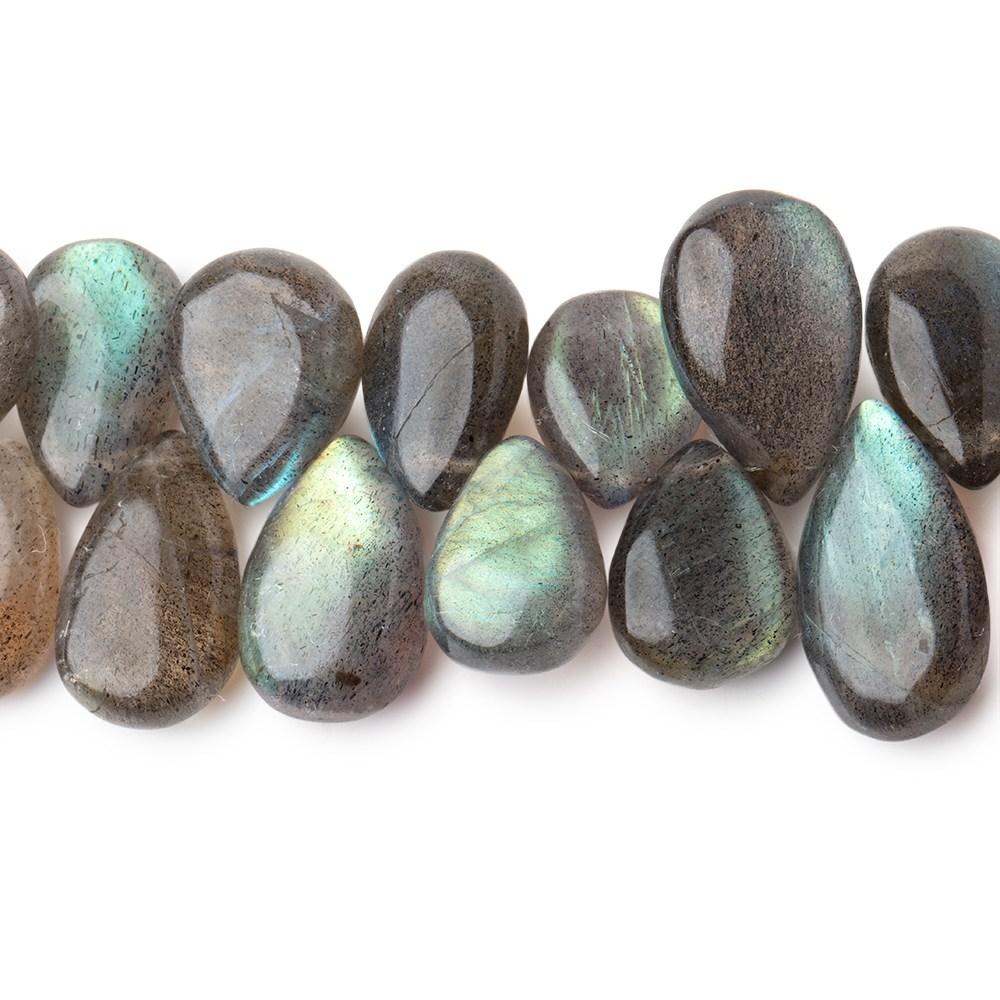 12x8-16x9mm Labradorite Plain Pear Beads 8 inch 44 pieces AA Grade