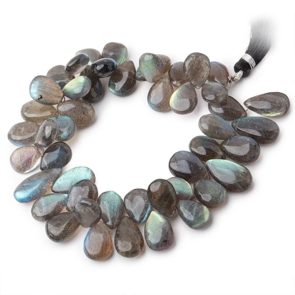12x8-16x9mm Labradorite Plain Pear Beads 8 inch 44 pieces AA Grade