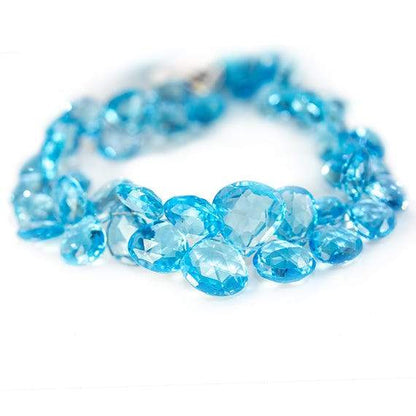 13x10-17x13mm Swiss Blue Topaz Faceted Pear Beads 8 inch 9 pieces AAA