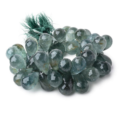 13x10-19x11mm Moss Aquamarine Faceted Tear Drop Beads 7 inch 51 pieces