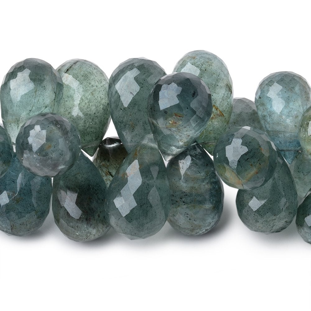 13x10-19x11mm Moss Aquamarine Faceted Tear Drop Beads 7 inch 51 pieces