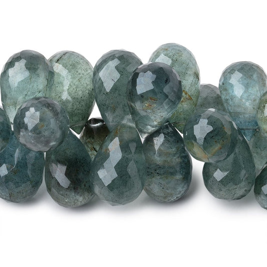 13x10-19x11mm Moss Aquamarine Faceted Tear Drop Beads 7 inch 51 pieces