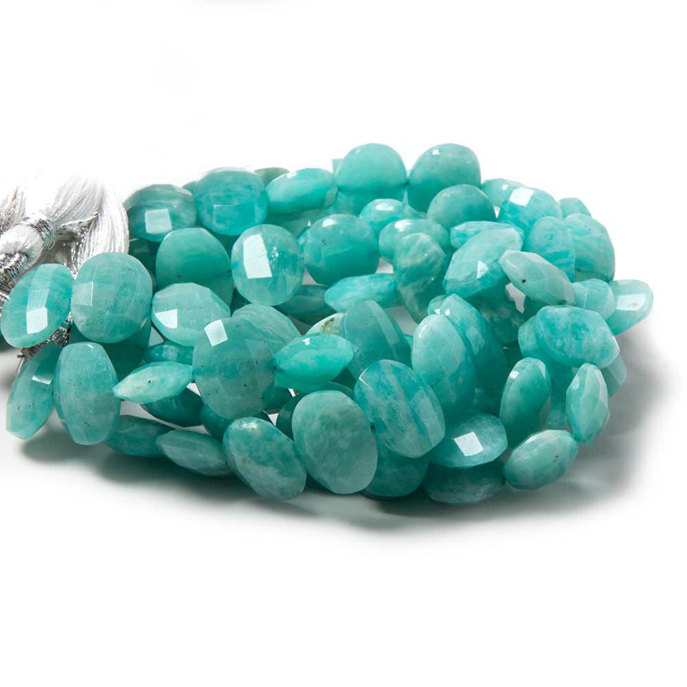 13x10mm Amazonite side drilled Faceted Cushion Beads 7 inch 18 pieces