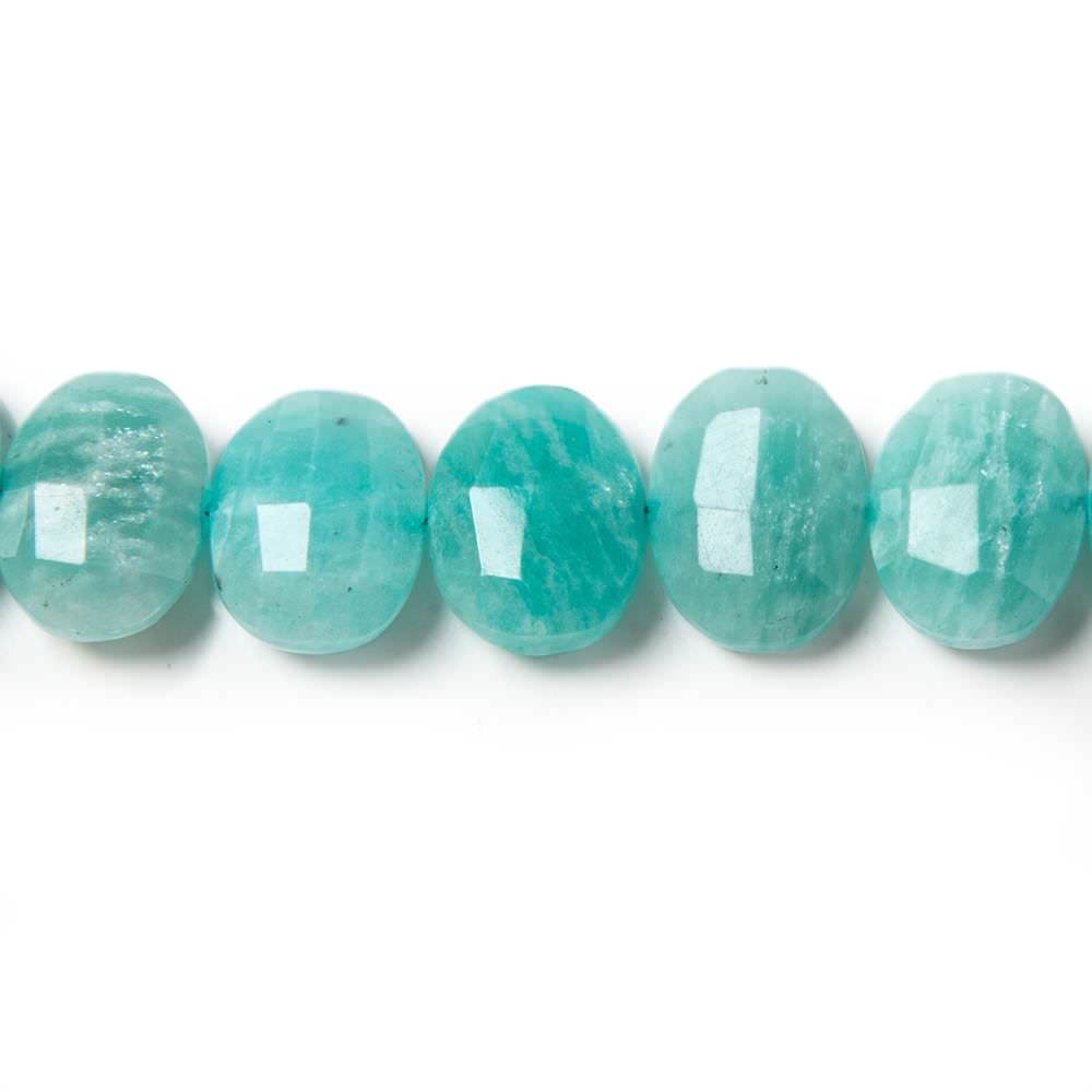 13x10mm Amazonite side drilled Faceted Cushion Beads 7 inch 18 pieces