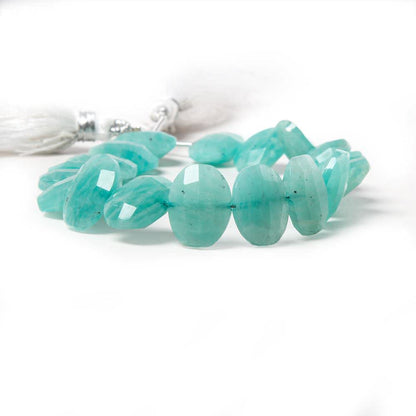 13x10mm Amazonite side drilled Faceted Cushion Beads 7 inch 18 pieces