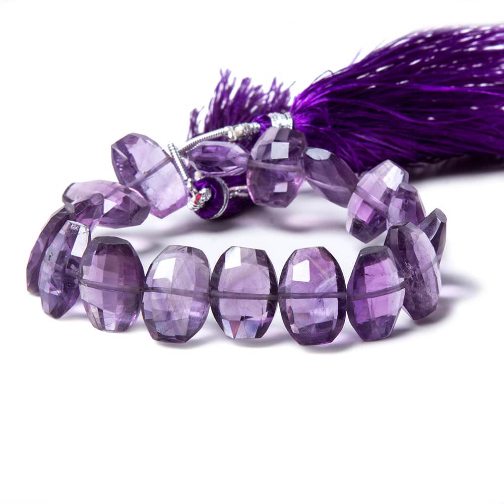 13x10mm Amethyst side drilled Faceted Cushion Beads 7 inch 15 pieces