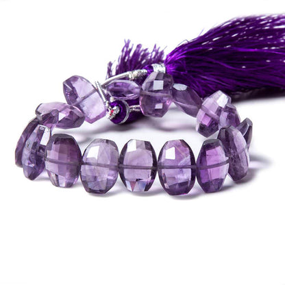 13x10mm Amethyst side drilled Faceted Cushion Beads 7 inch 15 pieces