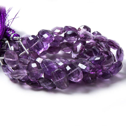 13x10mm Amethyst side drilled Faceted Cushion Beads 7 inch 15 pieces