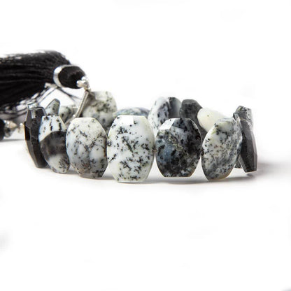 13x10mm Dendritic Opal side drilled Faceted Cushion Beads 7 inch 16 pieces