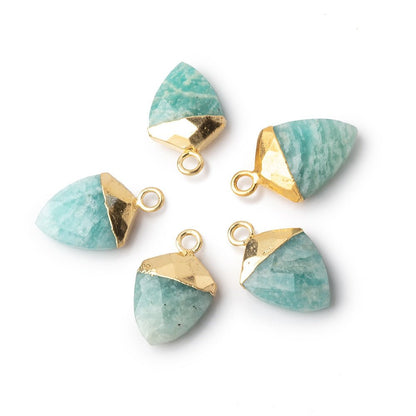 13x10mm Gold Leafed Amazonite Faceted Shield Focal Pendant 1 piece