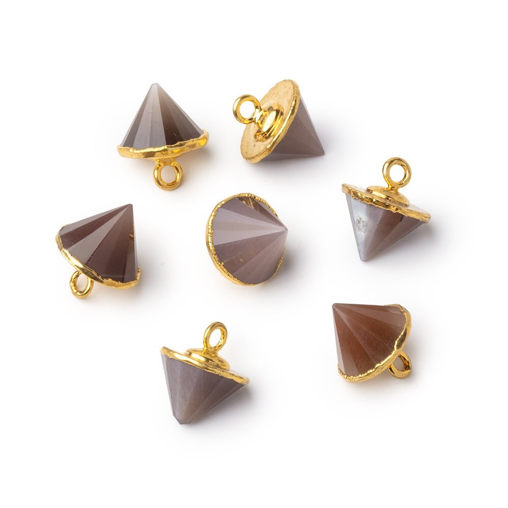 13x10mm Gold Leafed Chocolate Moonstone Pendulum Pendant 1 piece