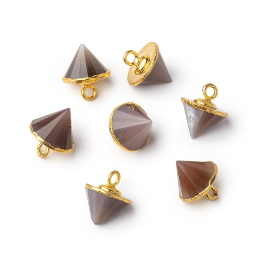 13x10mm Gold Leafed Chocolate Moonstone Pendulum Pendant 1 piece