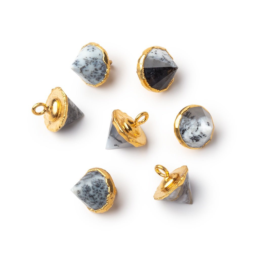 13x10mm Gold Leafed Dendritic Opal Pendulum Pendant 1 piece