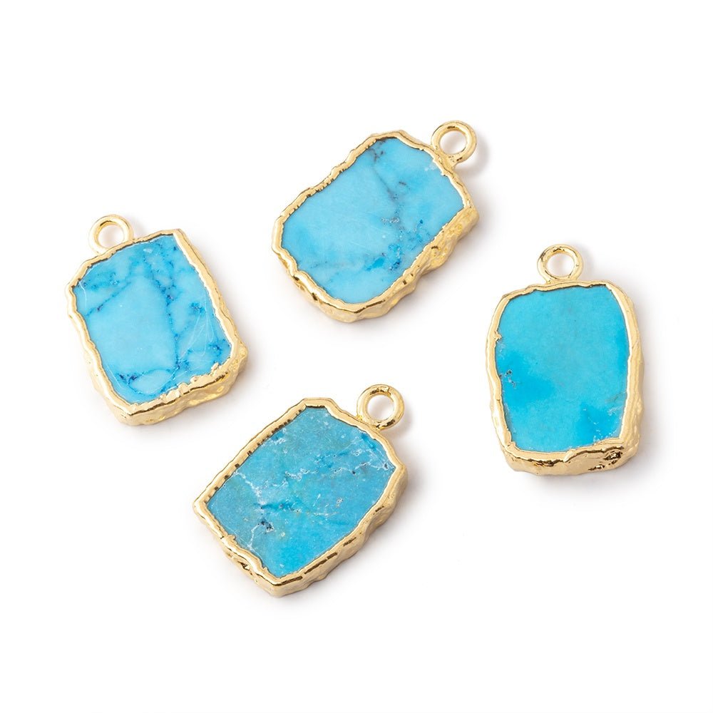 13x10mm Gold Leafed Turquoise Howlite Slice Focal Pendant 1 piece