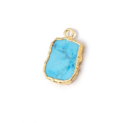 13x10mm Gold Leafed Turquoise Howlite Slice Focal Pendant 1 piece