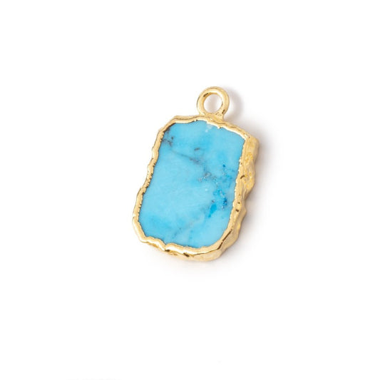 13x10mm Gold Leafed Turquoise Howlite Slice Focal Pendant 1 piece